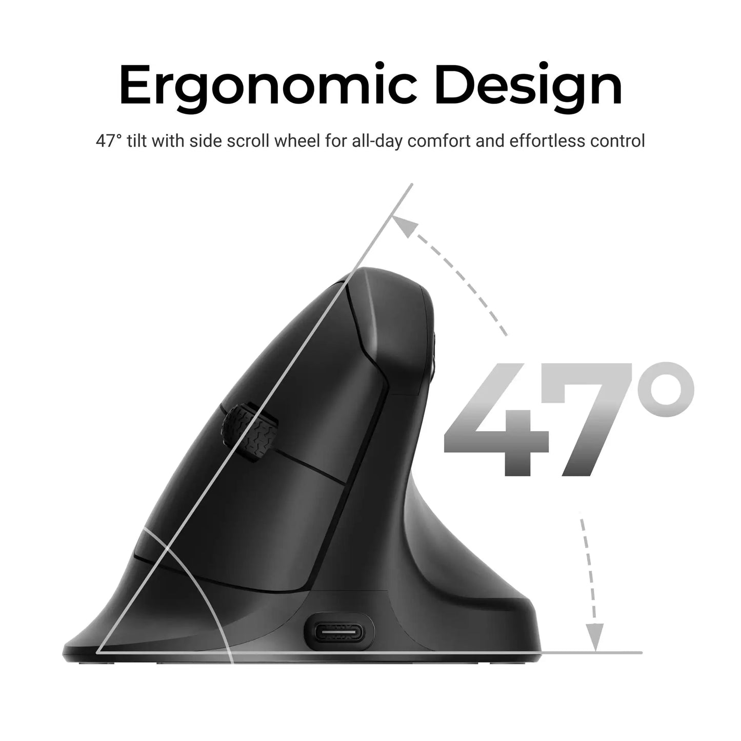 Keychron M5 безжична ергономична мишка, оптична, 8K Polling Rate, 2.4GHz и Bluetooth, Type-C, 3950 сензор