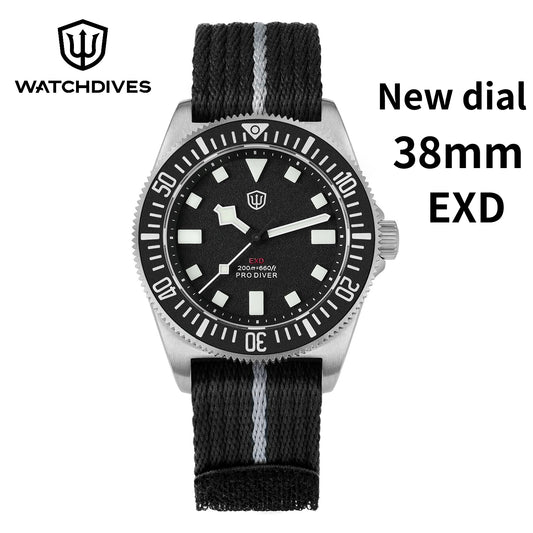 Watchdives 38mm EXD Titanium Diver Watch Sapphire crystal mirror AR coated men's waterproof watch