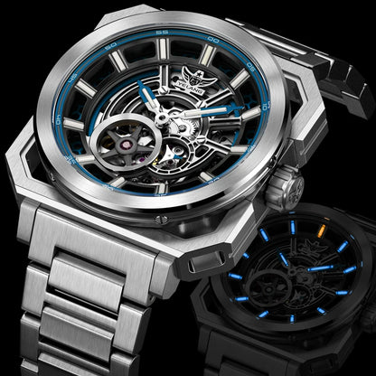 Yelang V1216 Men Watch Luxury Brand Watch 42mm Hollow Dial Japan MIYOTA 8N40 Automatic Movement 100M Waterproof Watch Luminous