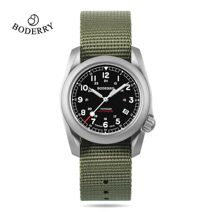Relógio masculino Boderry Field Watches VOYAGER, caixa em bronze, mecânico automático, 100M impermeável, estilo militar, marca de topo