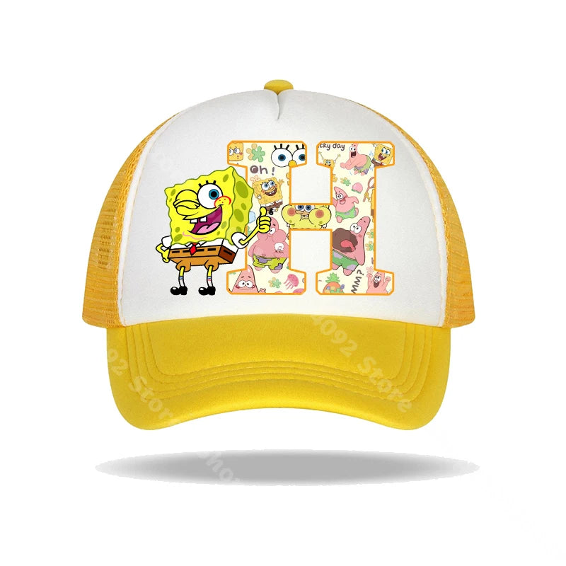 Casquette de baseball Bob l'éponge pour enfants et adultes, imprimé lettres, chapeaux de soleil, anime, dessin animé, casquettes à visière réglable, chapeau décontracté d'été, nouveauté