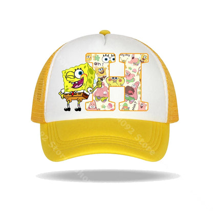 Casquette de baseball Bob l'éponge pour enfants et adultes, imprimé lettres, chapeaux de soleil, anime, dessin animé, casquettes à visière réglable, chapeau décontracté d'été, nouveauté