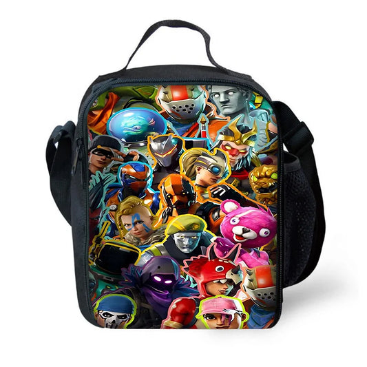 Isolierte F-FortniteS Hot-Game-Tasche für Kinder mit großem Fassungsvermögen – wiederverwendbare Thermo-Kühltasche/Lunchbox für Jungen, Mädchen, Schüler, Outdoor und Picknick