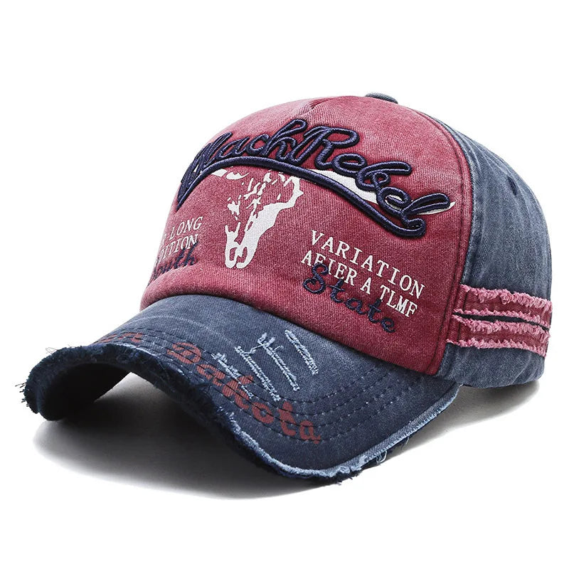 Casquette de baseball vintage « Letter Bull » délavée avec broderie, casquette de soleil rétro pour hommes et femmes, casquette à visière décontractée style hip-hop