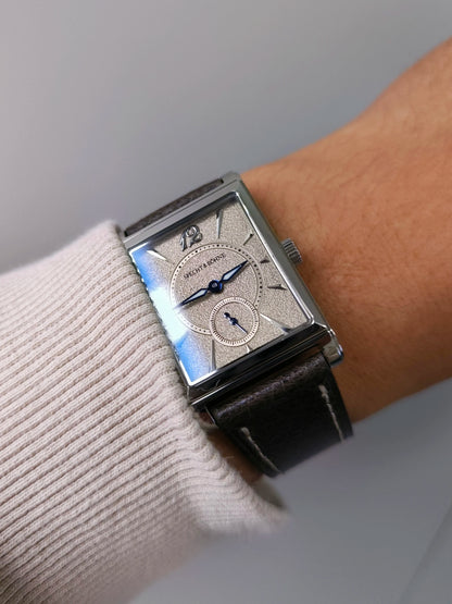 2026 Specht&Söhne Ultra Thin 7.5mm Rectangular Watch Japan Quartz Movement Small Seconds Sandblasted Dial Grey Leather Strap Watch