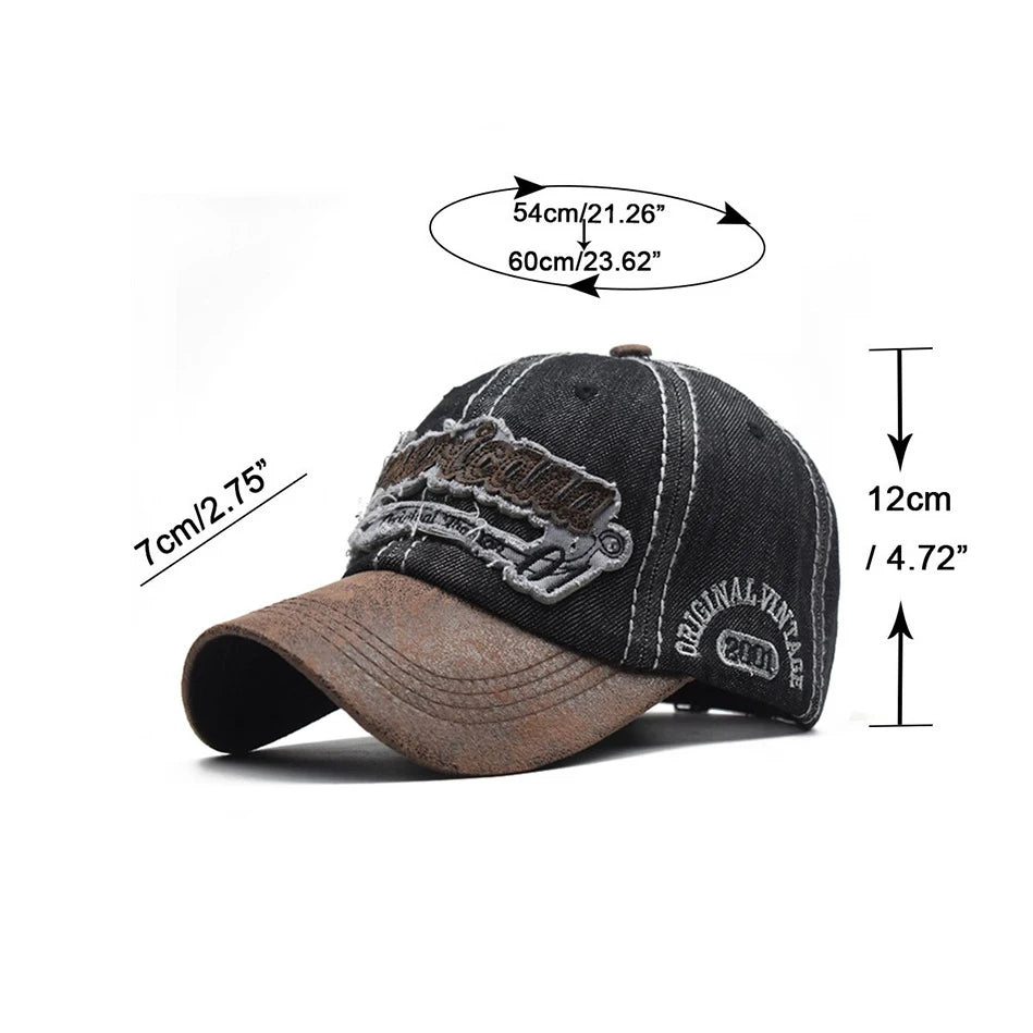 CNTANG Sommer-Denim-Baseballkappe Herrenmode Bestickte Buchstaben Baumwollkappen Snapback Herren Outdoor Freizeit Hip-Hop-Kappe Verstellbar