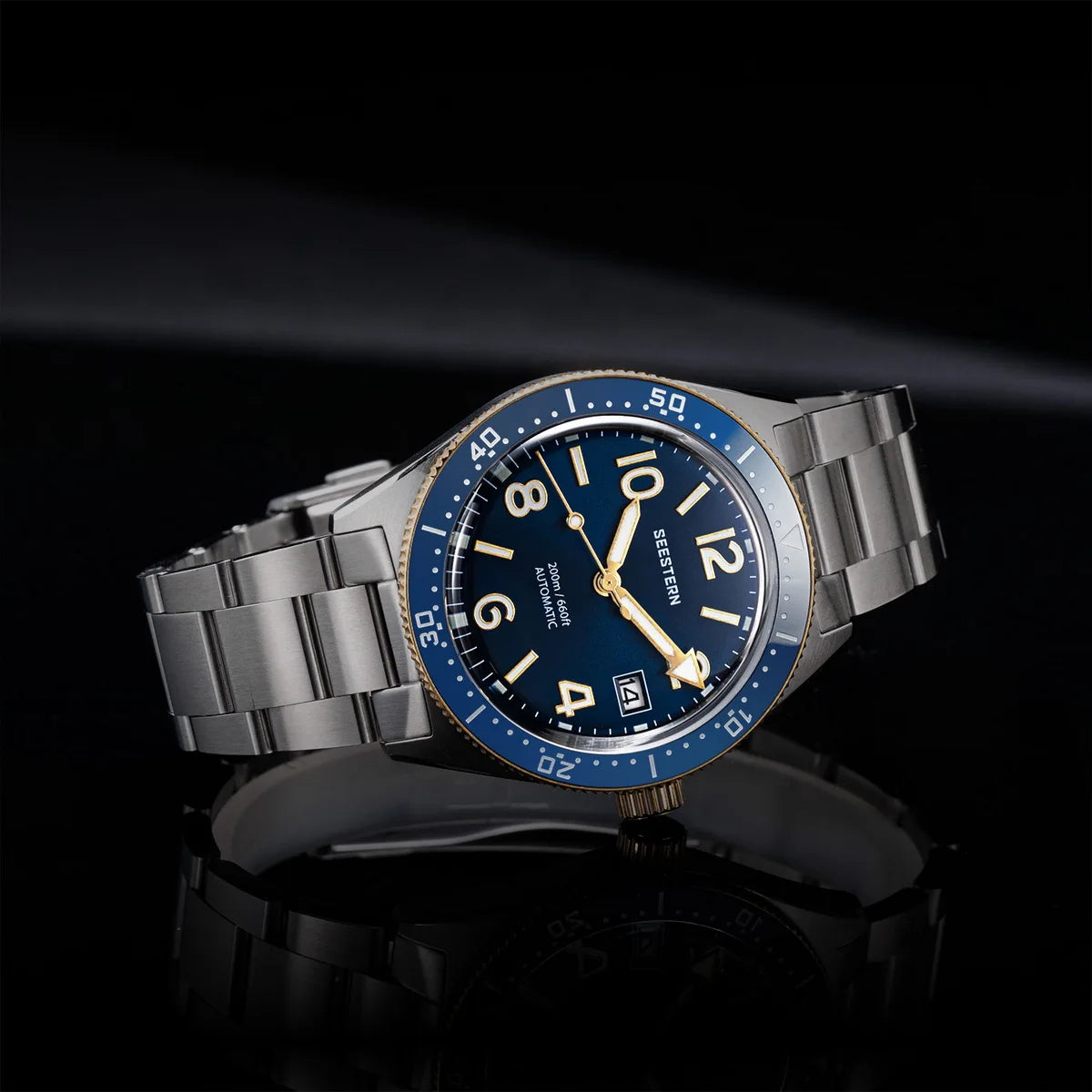 SEESTERN Diver Men Watch Automatic Mechanical Wristwatches NH35 Movement Ceramic Bezel 20Bar Waterproof Sapphire Luminou S434-2