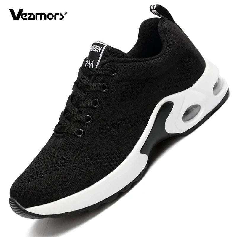 Adidași ușori de damă, la modă, pentru alergare, pantofi sport pentru activități în aer liber, pantofi de alergare confortabili din plasă respirabilă, cu pernă de aer și șireturi