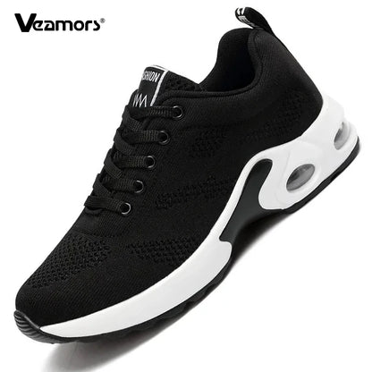 Adidași ușori de damă, la modă, pentru alergare, pantofi sport pentru activități în aer liber, pantofi de alergare confortabili din plasă respirabilă, cu pernă de aer și șireturi
