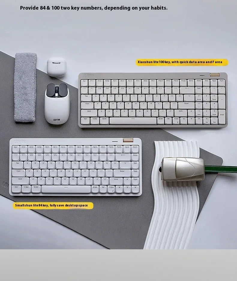 Lofree Flow Lite Wireless Mechanical Keyboard&PU Bag Lighter&Silenter POM Switch 2.4G Bluetooth&Wired Office Typing Gasket 84key