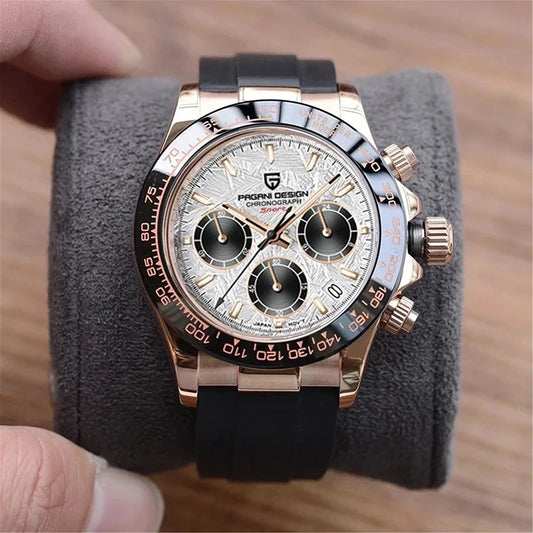 PAGANI DESIGN V2 40MM Meteorite dial Men Quartz Watches Sapphire Retro Chronograph  Waterproof Watch For Men Reloj0 hombr
