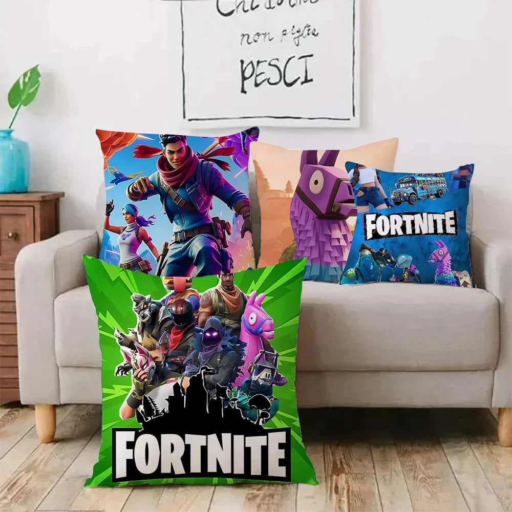 Anime game Fortnites Pillow Covers Cartoon Sofa Decorative Home Double-sided Printing Short Plush Cute Cushion Cover