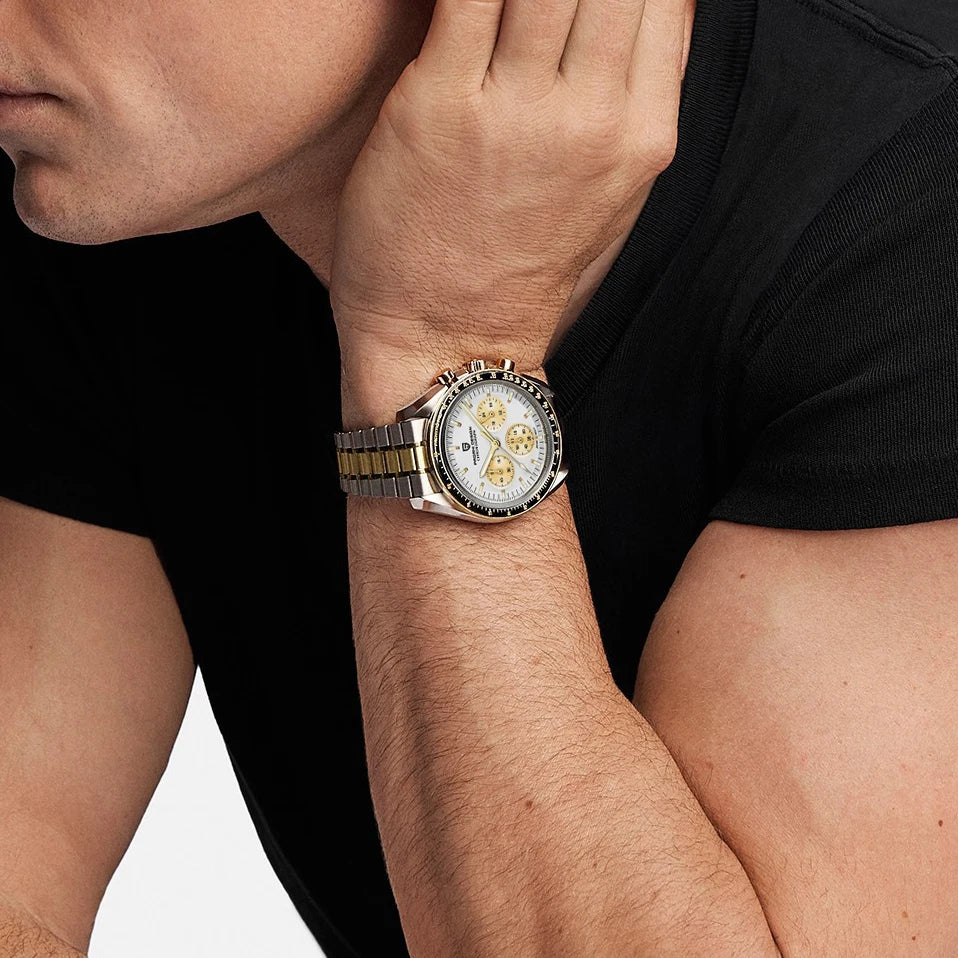 PAGANI DESIGN 2026 New Meteorite pattern dial Luxury Quartz Watch For Men Speed Sport Chronograph AR Sapphire crystal Wristwatch