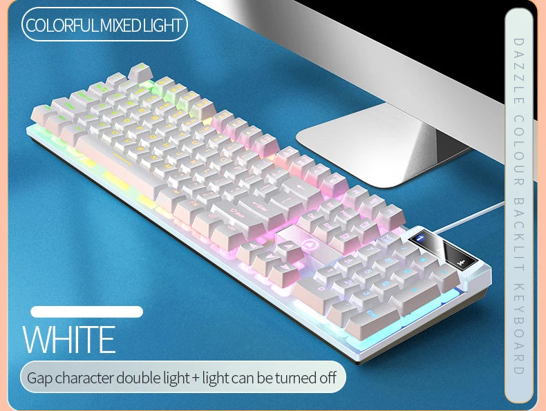Wired USB Gaming Keyboard with Backlight, 104 Key Gamer Keyboard for Computer/Laptop/PC, Ergonomic Design,Office Gaming Accessor