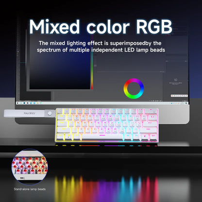 Ajazz NK61 Wired Mechanical Gaming Keyboard 61 Keys RGB Hot-Swap Mixed Color Red Switch Compatible with Win/Mac for Gamers