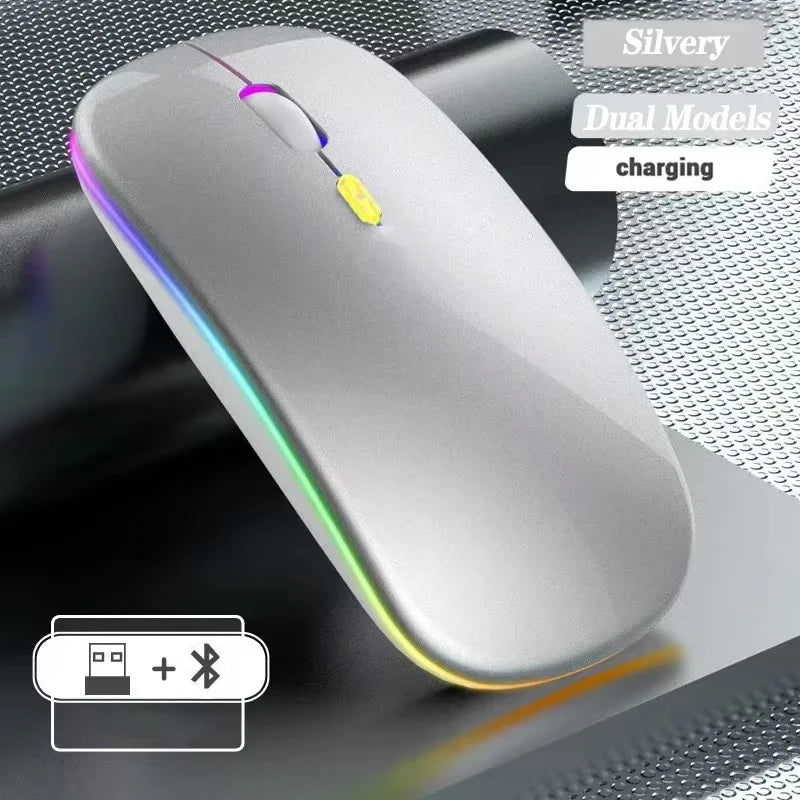 Wireless Mouse Rechargeable Dual Modes Bluetooth-compatible 2.4G USB Computer Mice For Laptop iPad Tablet Notebook Gaming Mouse