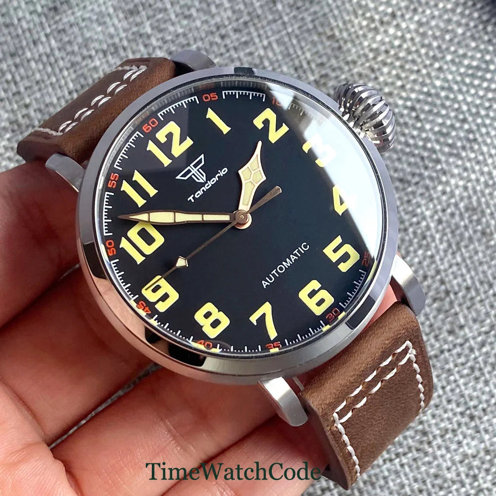 Tandorio 47mm NH35 Diver Men's Automatic Watch CUSN8 Solid Bronze or 316L Steel Case 10ATM Sapphire Crystal Black Dial