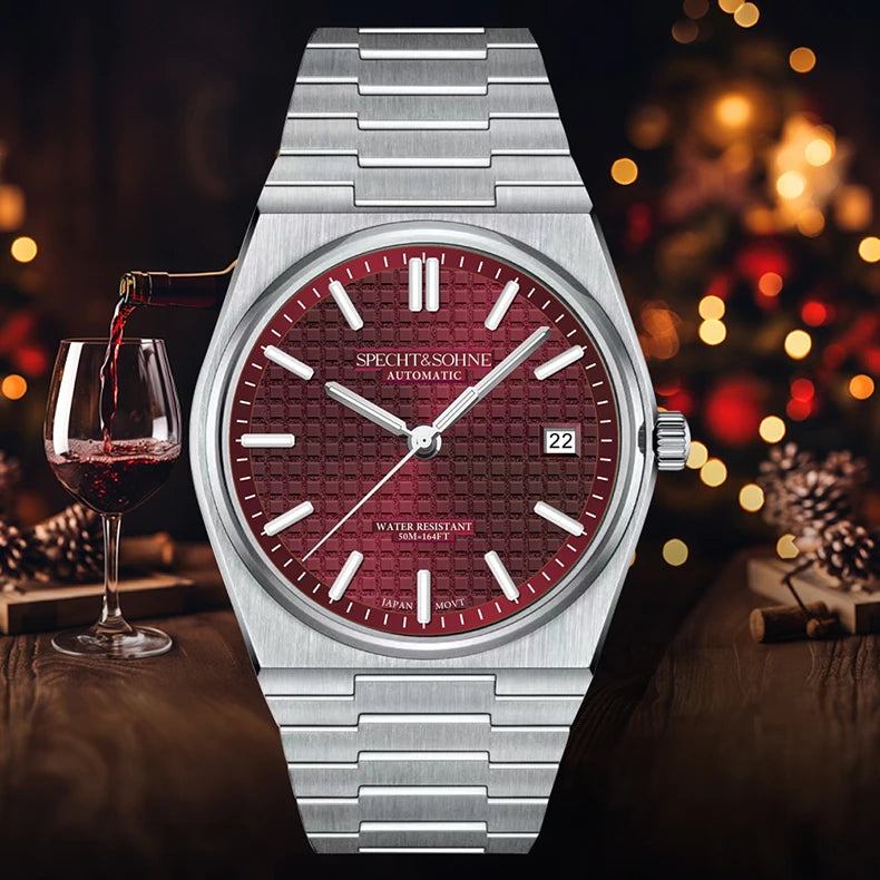SPECHT&SOHNE New 37MM Men's Watches Luxury Automatic Watch For Men Rose Gold Stainless Steel Mechanical Wristwatch Waterproof