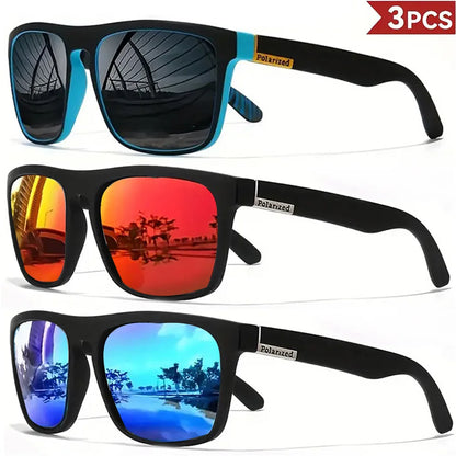 1/3/4PCS Men Classical Square Sports Sunglasses Lightweight PC Frame UV400 for Driving Fishing Cycling Unisex Durability