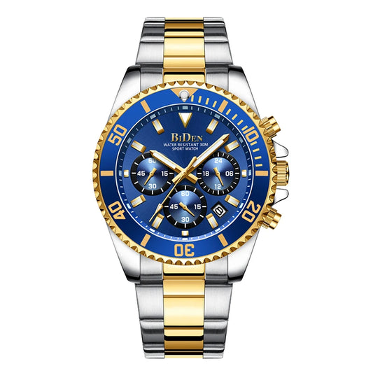 BIDEN Multi functional men's quartz watch luxury waterproof night light business style diving series casual fashion watch