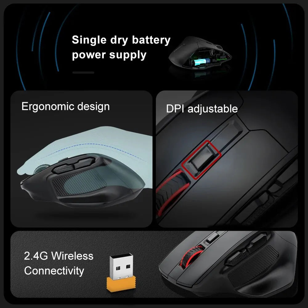 E-YOOSO X-31 Wireless Gaming Mouse 2.4G USB 4800 DPI Ergonomic Gaming Mouse for Large Hands, 5-Button Optical Mouse for PC & Laptop