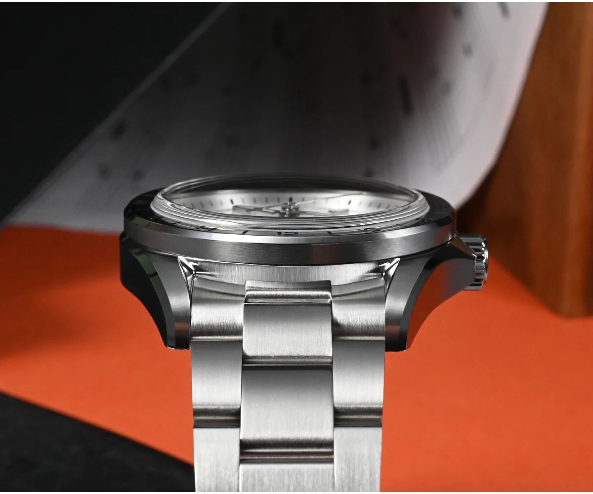 Relógio de Luxo para Homem San Martin 39mm com Mostrador em Pedra Aventurina, NH34 GMT Automático Mecânico, Safira, Impermeável e Luminescente SN0129