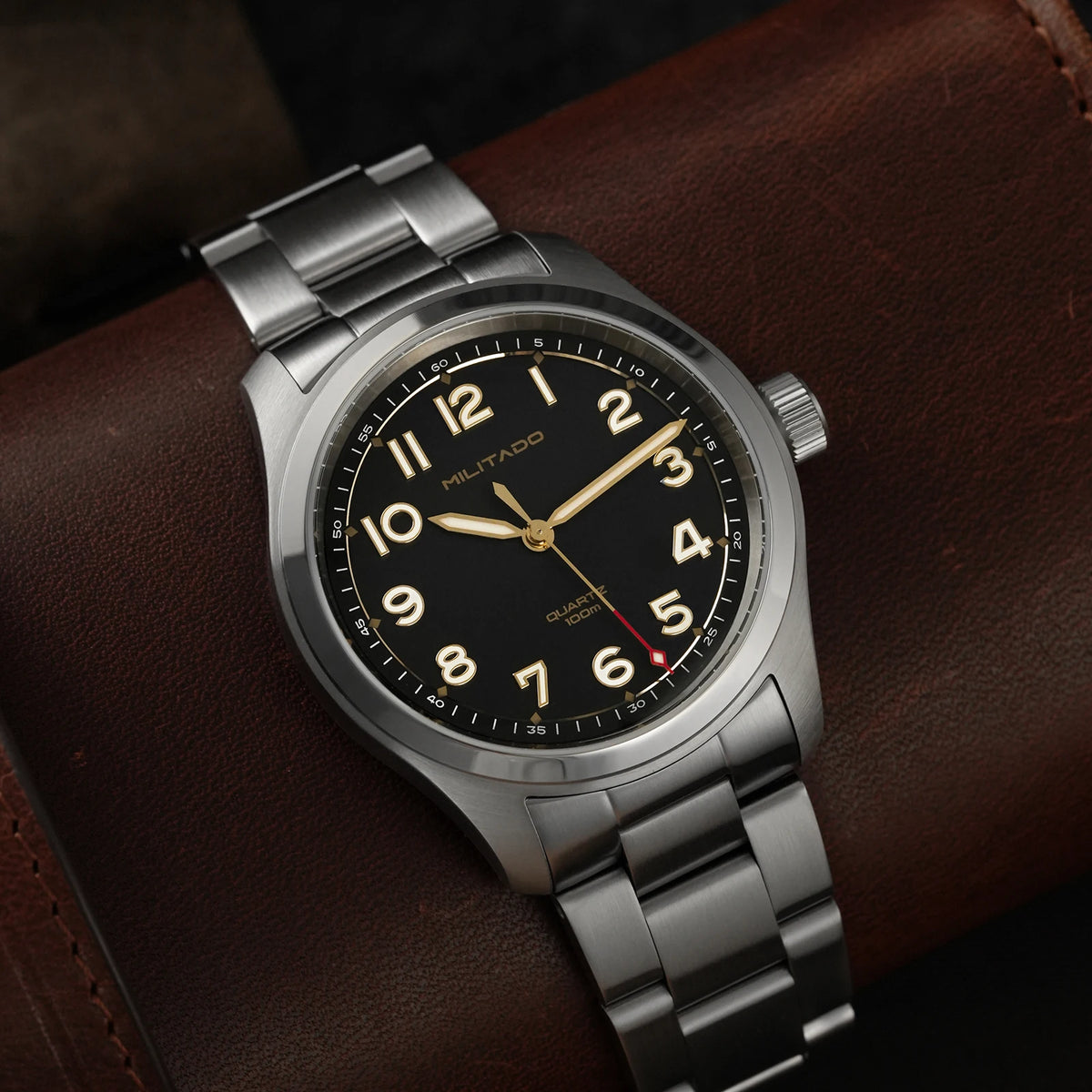 Militado ML08 Quartz Watch  VH31 Movement Steel Strip Sapphire Crystal Vintage Watch 10Bar Waterproof BGW9 Luminous Mens Watch