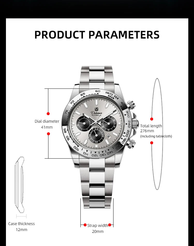 Watch For Men Luxury Stainless Steel Clock Fashion Casual Multi-functional Design Automatic Mechanical Wristwatch