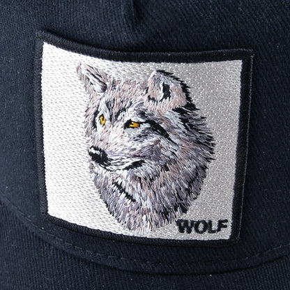 Modische Baseballkappe mit gesticktem Wolf-Aufnäher, Snapback, Hip-Hop-Trucker-Kappe, für Männer und Frauen, atmungsaktiv, Outdoor-Kappe mit Schirm