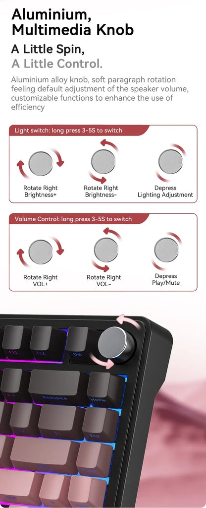 ATTACK SHARK X85/X85Pro Wireless Mechanical Keyboard 75% 82 Keys Tri-Mode Bluetooth Wired RGB Hot Swap Gasket Knob Large battery