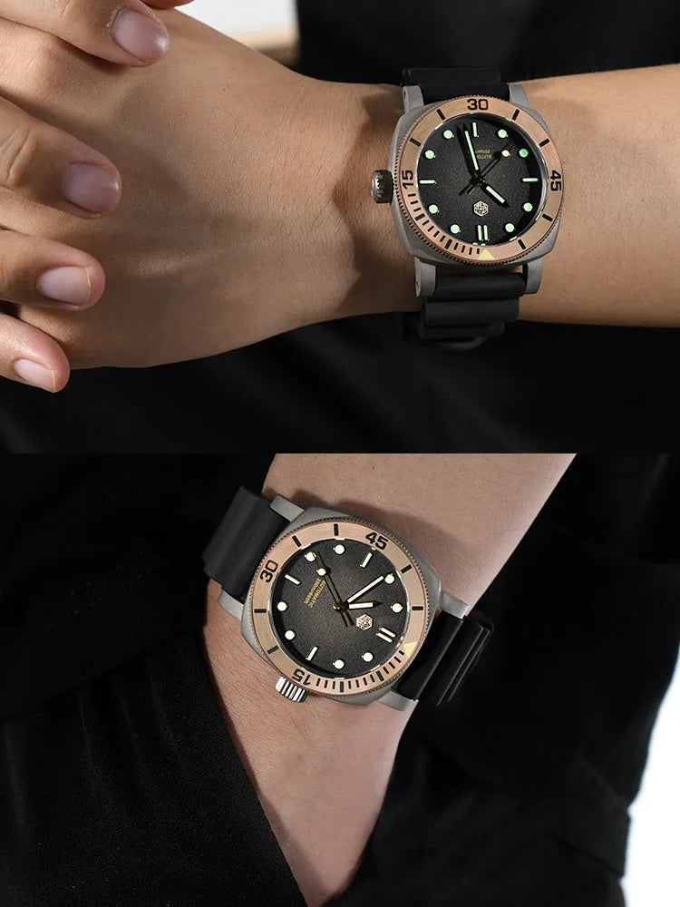 San Martin 42mm Retro Titanium Diver Watch NH35 Automatic Men Mechanical Watches Bronze Bezel Sapphire Luminous Waterproof 200m