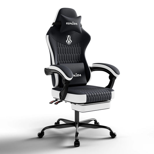 SUKIDA Gaming Chair Gamer Chair Ergonomic Office Chair Footrest Adjustable Lumbar & Pillows Gaming Chair