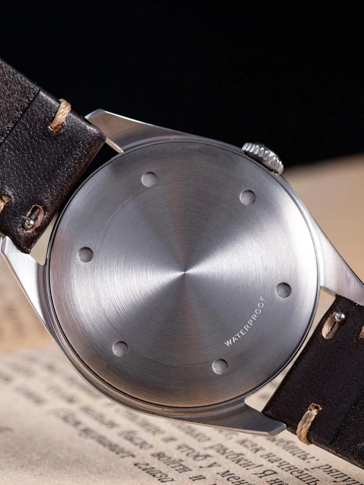 Hruodland F033 Retro Classi Quarrz Men's Watches VD78 Movement Stainless Steel Black Brown Leather Strap Wristwatches