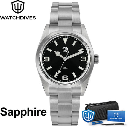 Watchdives WD1016 V3 Watch 37mm VH31 Sweep Quartz Movemet Stainless Steel Watch Waterproof Luminous Sapphire Men Wristwatch