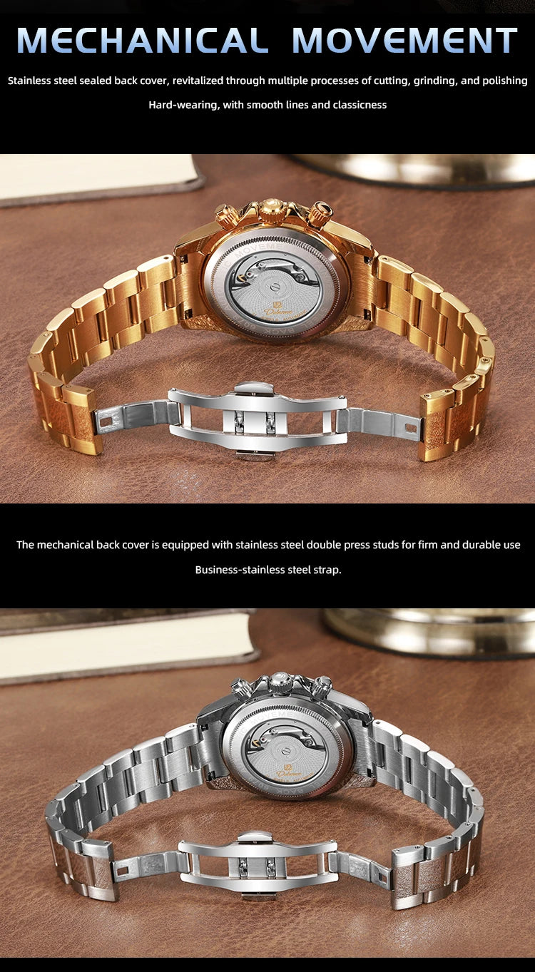 Watch For Men Luxury Stainless Steel Clock Fashion Casual Multi-functional Design Automatic Mechanical Wristwatch