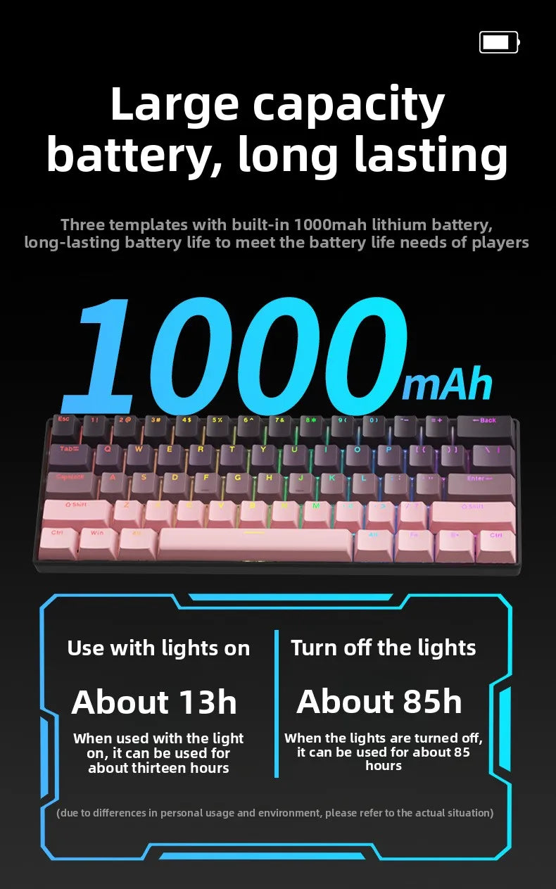 Wireless Gaming Mechanical Keyboard  Bluetooth 60 Percent RGB White Triple Mode Portable Keyboards  key board claviers teclado