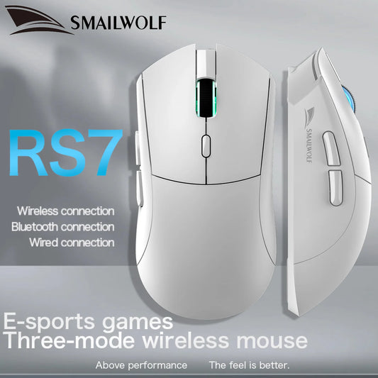 SMAILWOLF RS7 Bluetooth Wireless Gaming Mouse, PAW3311 Sensor, 20000 DPI Rechargeable Gaming Mouse with Macro Driver for PC, Laptop & Office