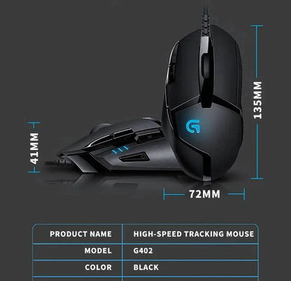 Herní myš Logitech G402 Fusion Engine Tech, 4 nastavení DPI, 32bitový procesor, protiskluzové provedení pro profesionální soutěžní hraní