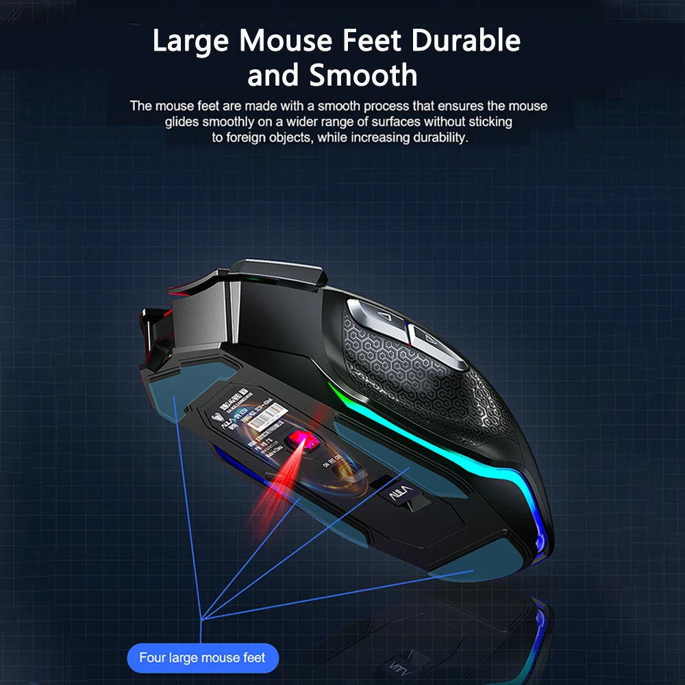 AULA SC550 žaidimų pelė, 2.4G belaidė makro pelė su RGB apšvietimu, ergonomiško dizaino e. sporto pelė, PC priedai