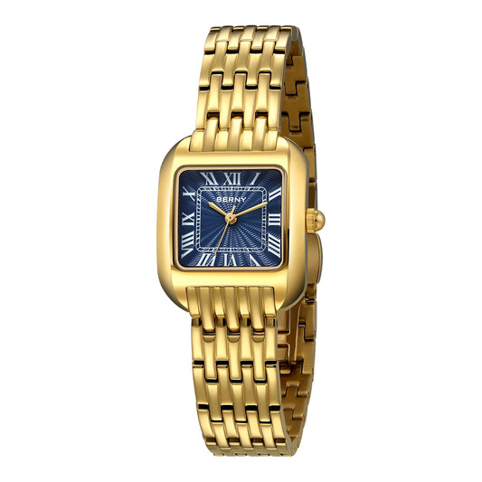 BERNY Gold Watch for Women Luxury Brand Square Ladies Quartz Watches New In Top Quality Fashion Elegant Business S/S Wristwatch