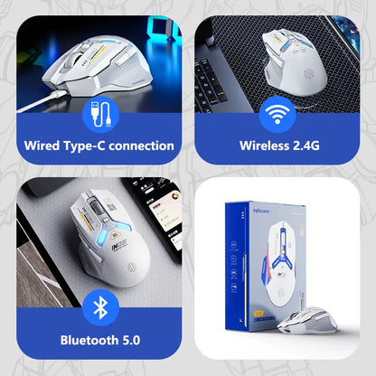 INPHIC IN9 Upgraded Wireless Gaming Mouse High DPI Tri-mode 2.4G Bluetooth Type-C Wired RGB Light Macro Programmable Mice for PC