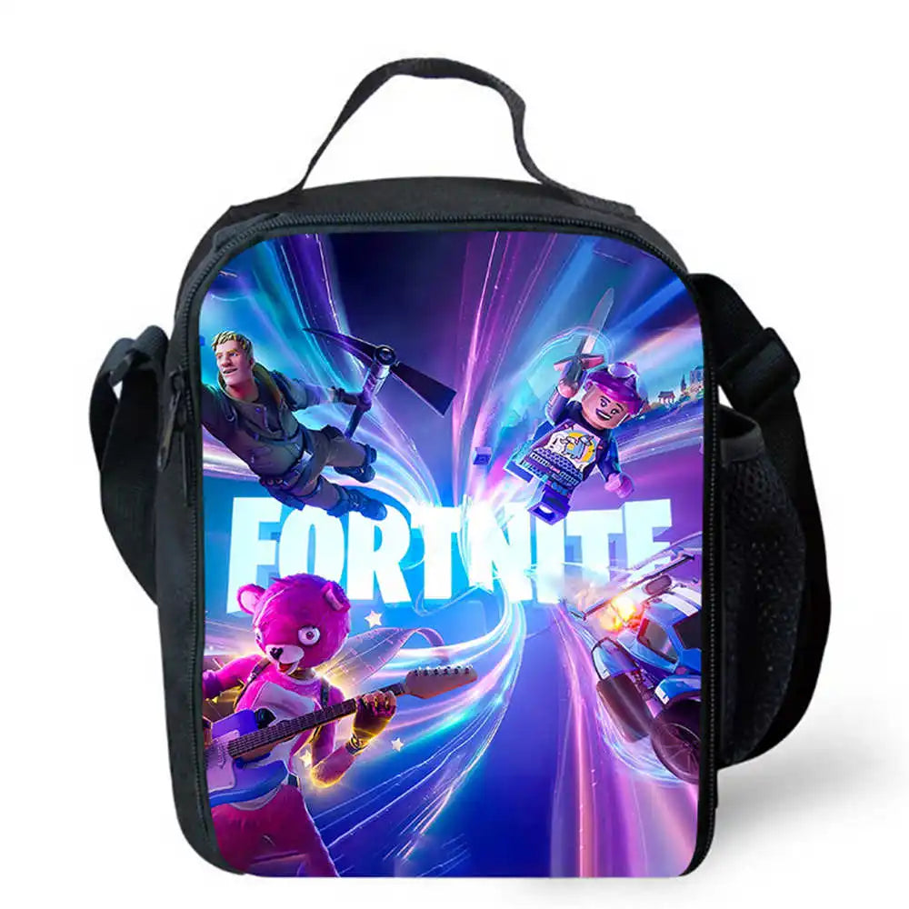 Lunchbags für Kinder, Cartoon-Fort-nite-Schul- und Picknicktaschen für Mädchen und Jungen, isolierte Kühltaschen für Kinder, tragbar und leicht