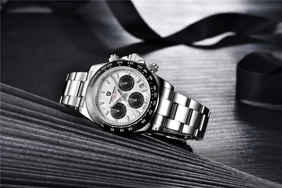 PAGANI DESIGN V2 40MM Relógio masculino de quartzo com mostrador meteorito, safira, cronógrafo retro, impermeável para homem