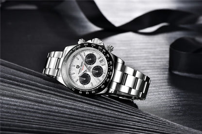 PAGANI DESIGN V2 40MM Relógio masculino de quartzo com mostrador meteorito, safira, cronógrafo retro, impermeável para homem