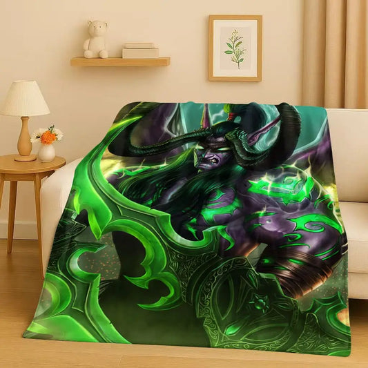 3D WOW World of Warcraft igra Demon Hunter Arthas crtana flanelska deka, iznimno mekana plišana deka za dom, spavaću sobu, krevet i prekrivač za kauč