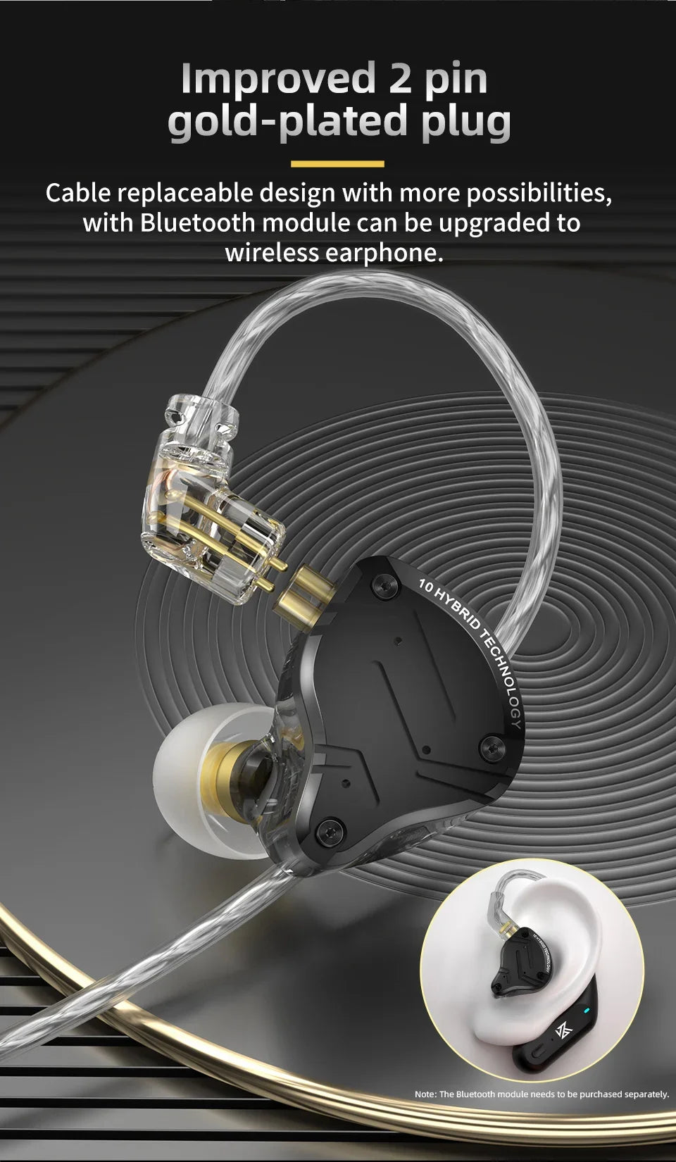 KZ ZS10 Pro X HiFi Hybrid Driver Earphones Wired In-Ear Monitor Headphones with Metal Shell, Bass Earbuds, Detachable Cable & Microphone