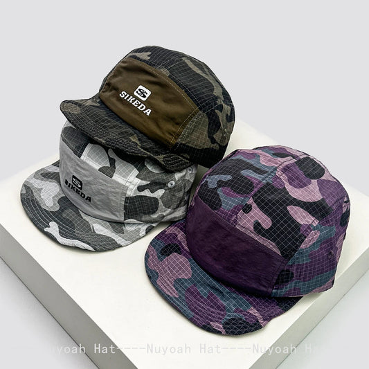 New Unisex CAMO Quick Drying Letter Embroidery Baseball Hats Sunshade Color Block Breathable Personal Peaked Caps Versatile ins