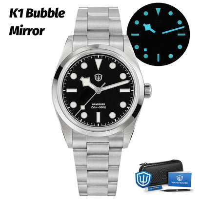 Watchdives WD1016 V3 36Mm VH31 Quartz Watch Man Multicolored K1 Bubble Mirror Sapphire Luminous 100M Waterproof Steel Wristwatch