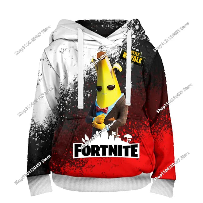 Παιδικές μπλούζες με κουκούλα Fortnite Cartoon, casual φούτερ με κουκούλα για το φθινόπωρο, ανδρικά μαλακά φούτερ με τσέπη, φαρδιές ανδρικές μπλούζες με μακριά μανίκια
