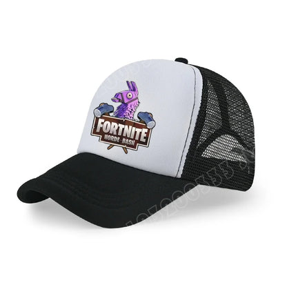Fortnite-baseballkasket med tegneserieagtigt spilprint til børn, åndbar mesh-sommerkasket med justerbar skygge, fødselsdagsgave til børn